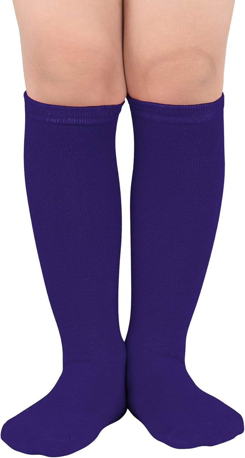 Zando Purple Soccer Socks Youth Baseball Socks Cotton Knee High Socks for Girls Kids Halloween Christmas Socks Football Athletic Socks Girls Casual Long Tube Socks 04 Purple One Size - Image 1